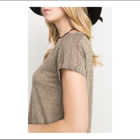 ❌DONATED❌Mystree Tan Brown Longline Lightweight Detailed Short Sleeve Tunic Top - Picture 4 of 10